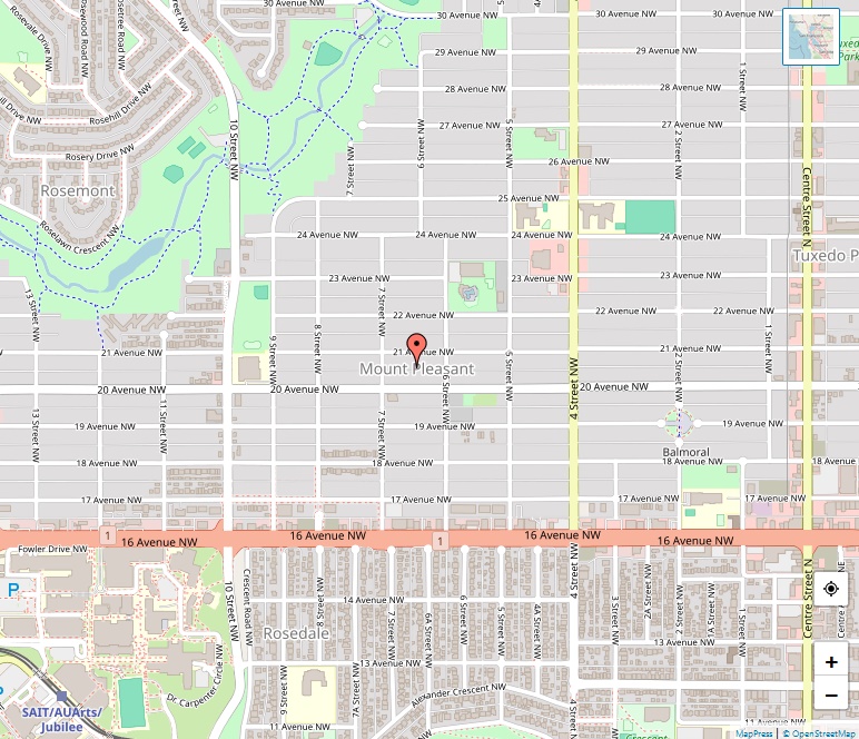 Mount Pleasant Map, Calgary