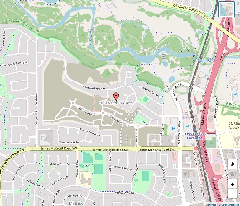 Shawnee Slopes Map, Calgary