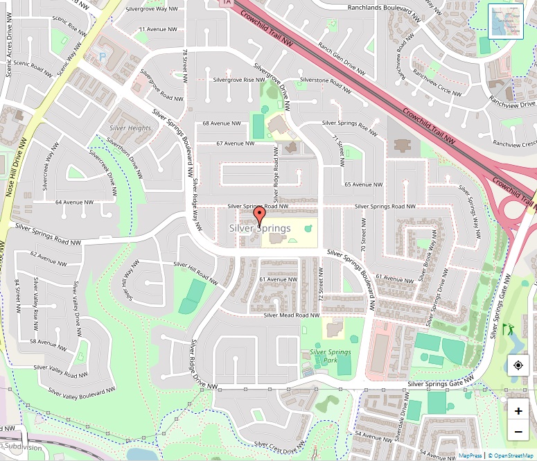 Silver Springs Map, Calgary