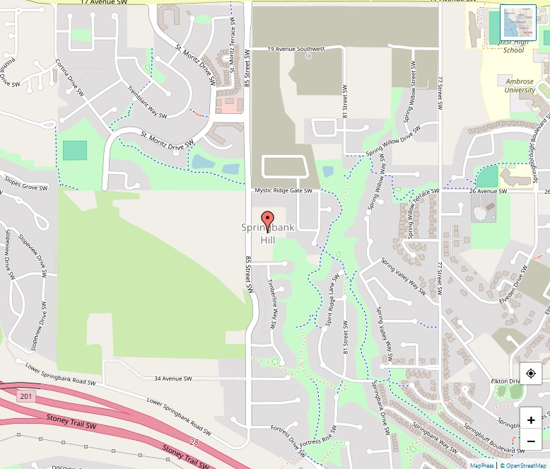 Springbank Hill Map, Calgary