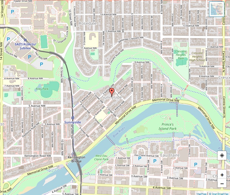 Sunnyside Map, Calgary